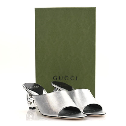 Gucci Nappa Lame Interlocking G Bella 65mm Slide Sandals 39 Argento 11 of 11