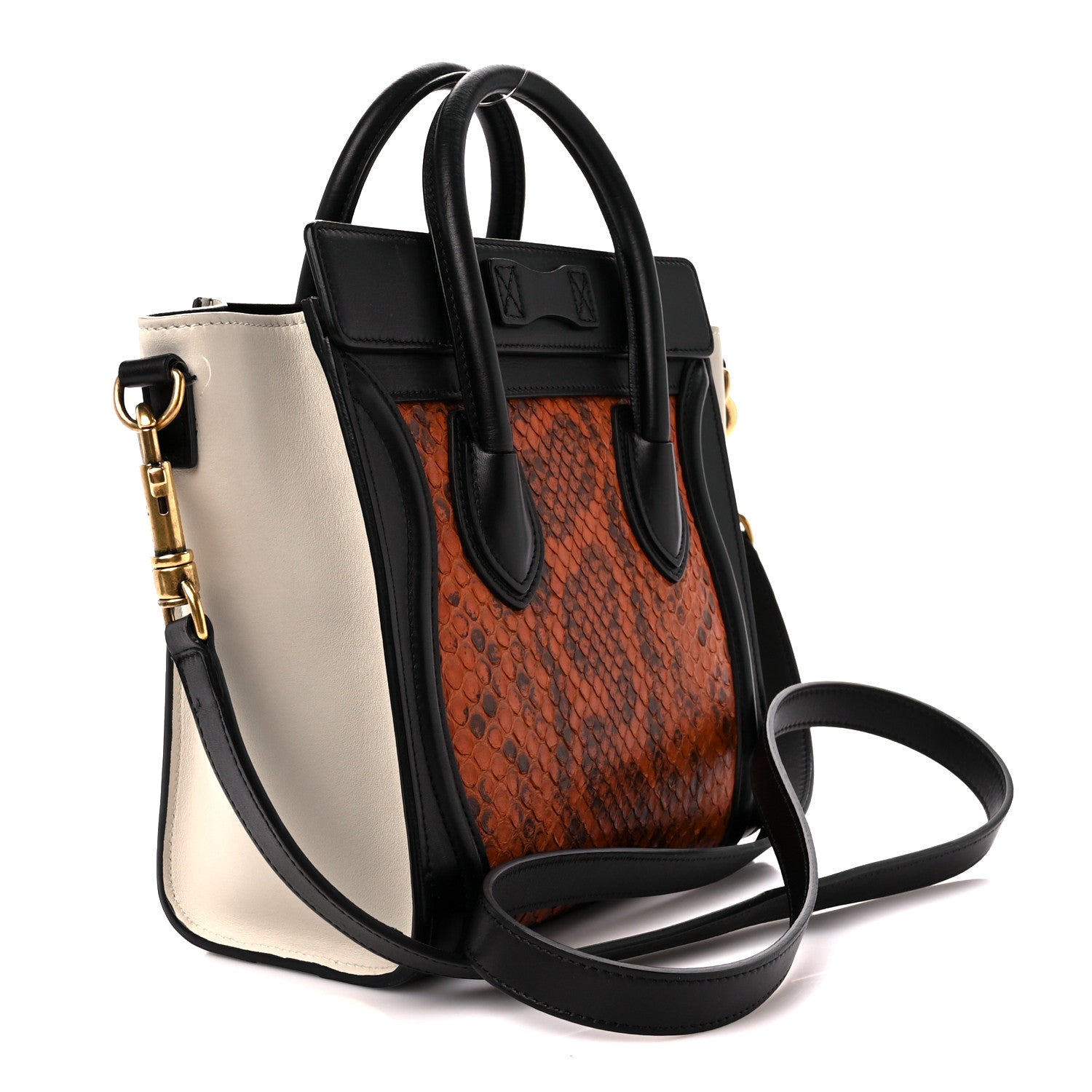 Celine Snakeskin Calfskin Nano Tri-Color Luggage Black Multicolor 3 of 11