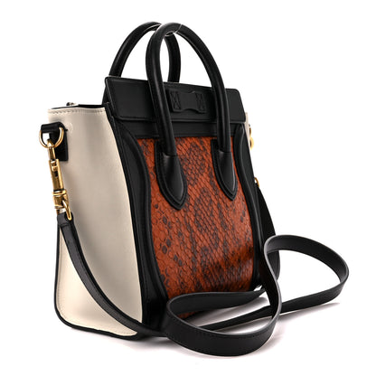 Celine Snakeskin Calfskin Nano Tri-Color Luggage Black Multicolor 3 of 11