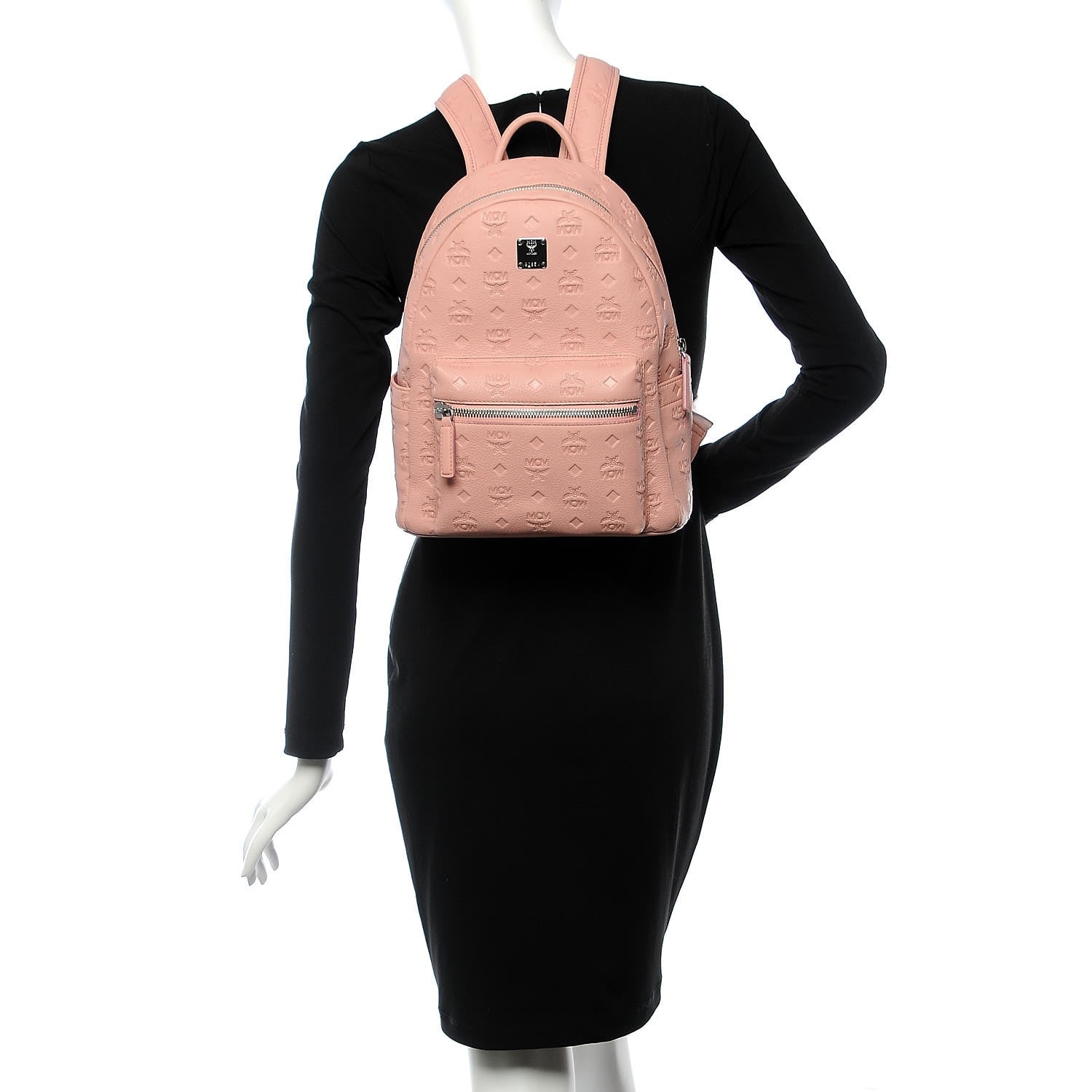 MCM Calfskin Ottomar Monogram Small Backpack Pink 2 of 6