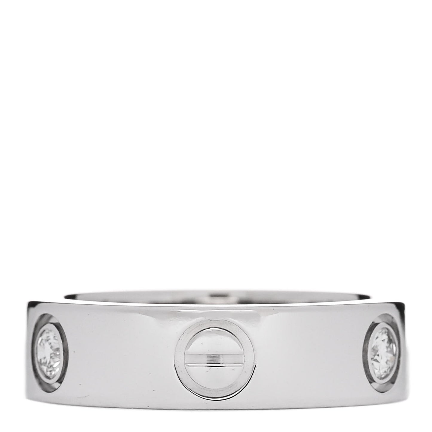 18K White Gold 3 Diamond 5.5mm LOVE Ring 53 6.5