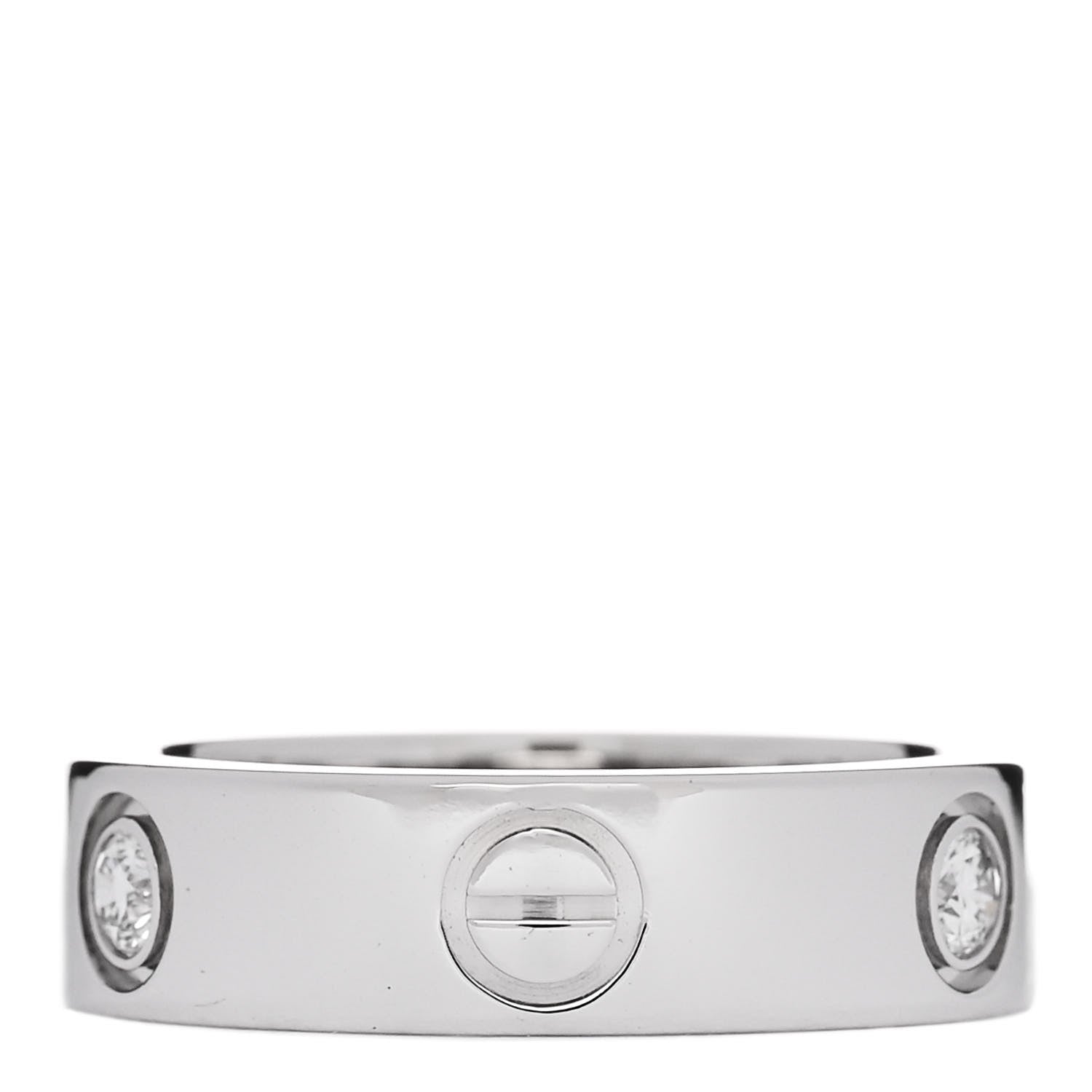 Cartier 18K White Gold 3 Diamond 5.5mm LOVE Ring 53 6.5 3 of 6