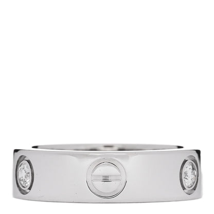 Cartier 18K White Gold 3 Diamond 5.5mm LOVE Ring 53 6.5 3 of 6