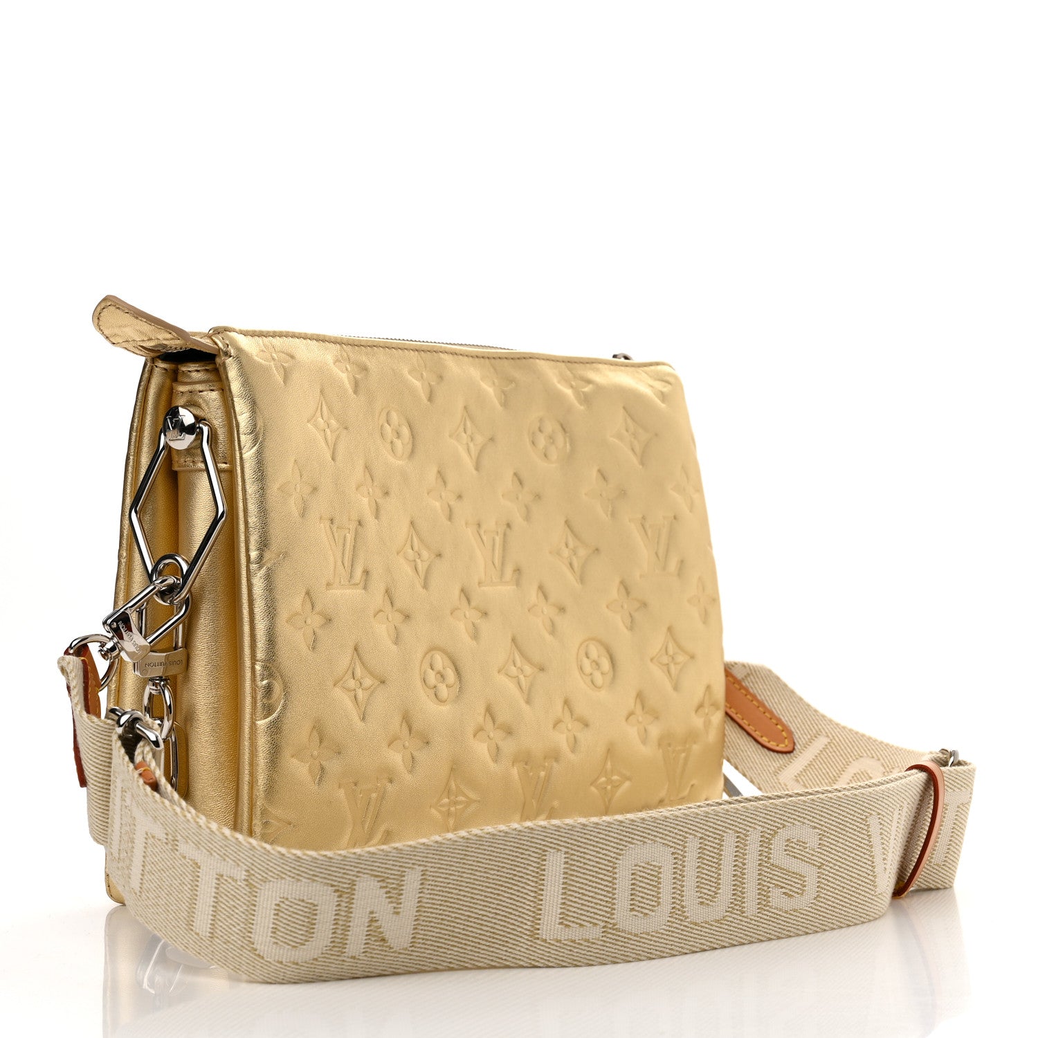 Louis Vuitton Lambskin Embossed Monogram Coussin PM Gold 3 of 11