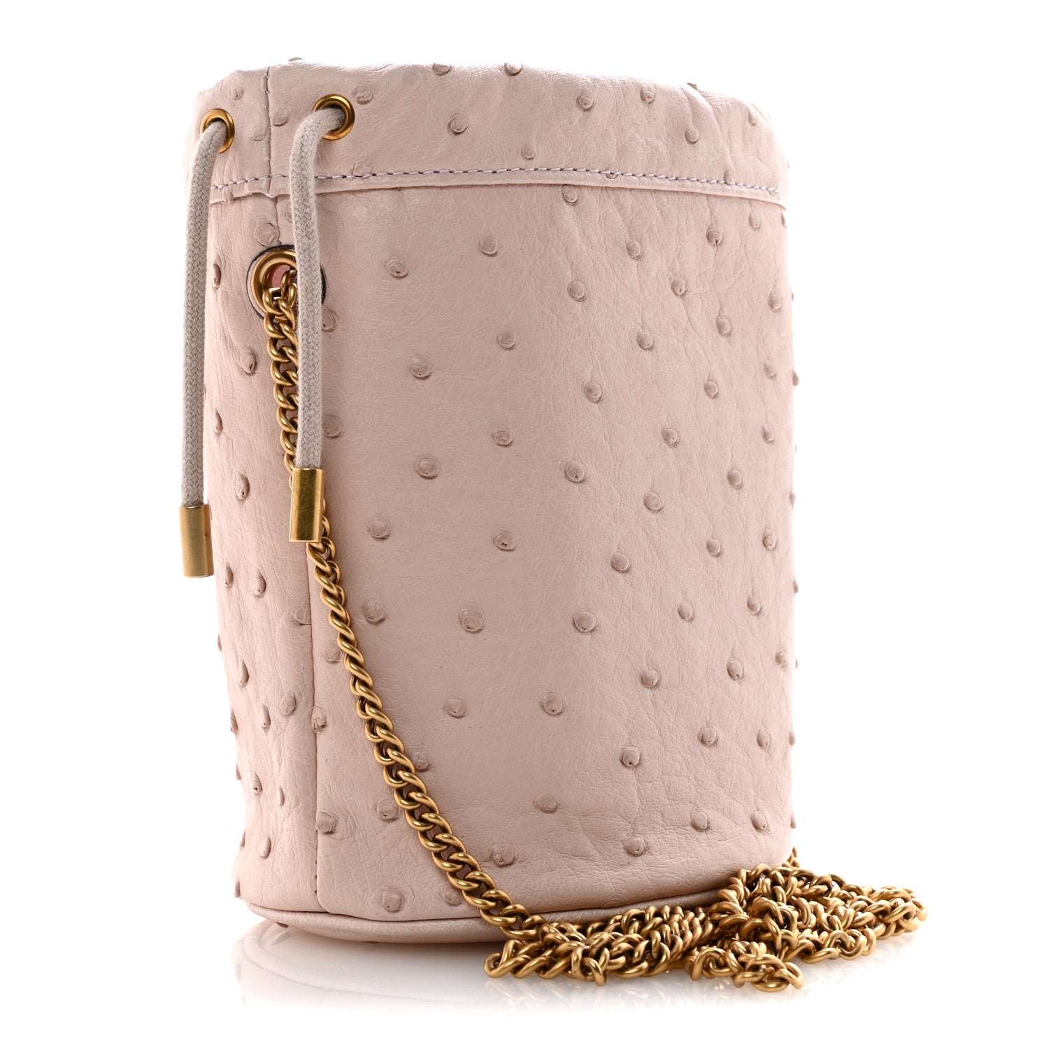 Gucci Ostrich Mini GG Marmont 2.0 Bucket Bag Light Pink 3 of 12