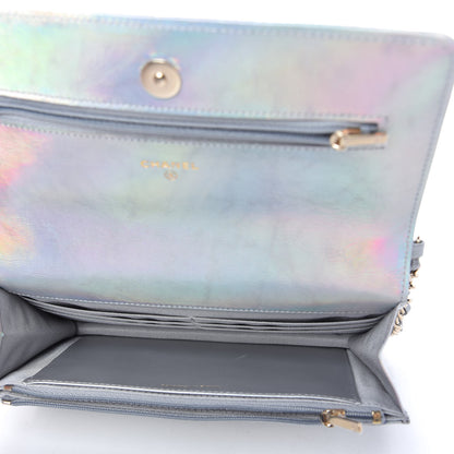 Chanel Iridescent Goatskin Quilted Wallet On Chain WOC Silver 5 of 11