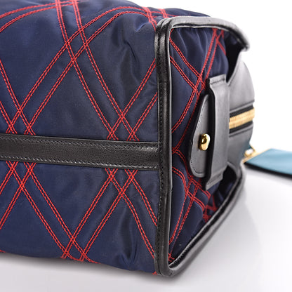 Prada Tessuto Nylon Quilted Impunturato Bauletto Baltico Fuoco 10 of 11