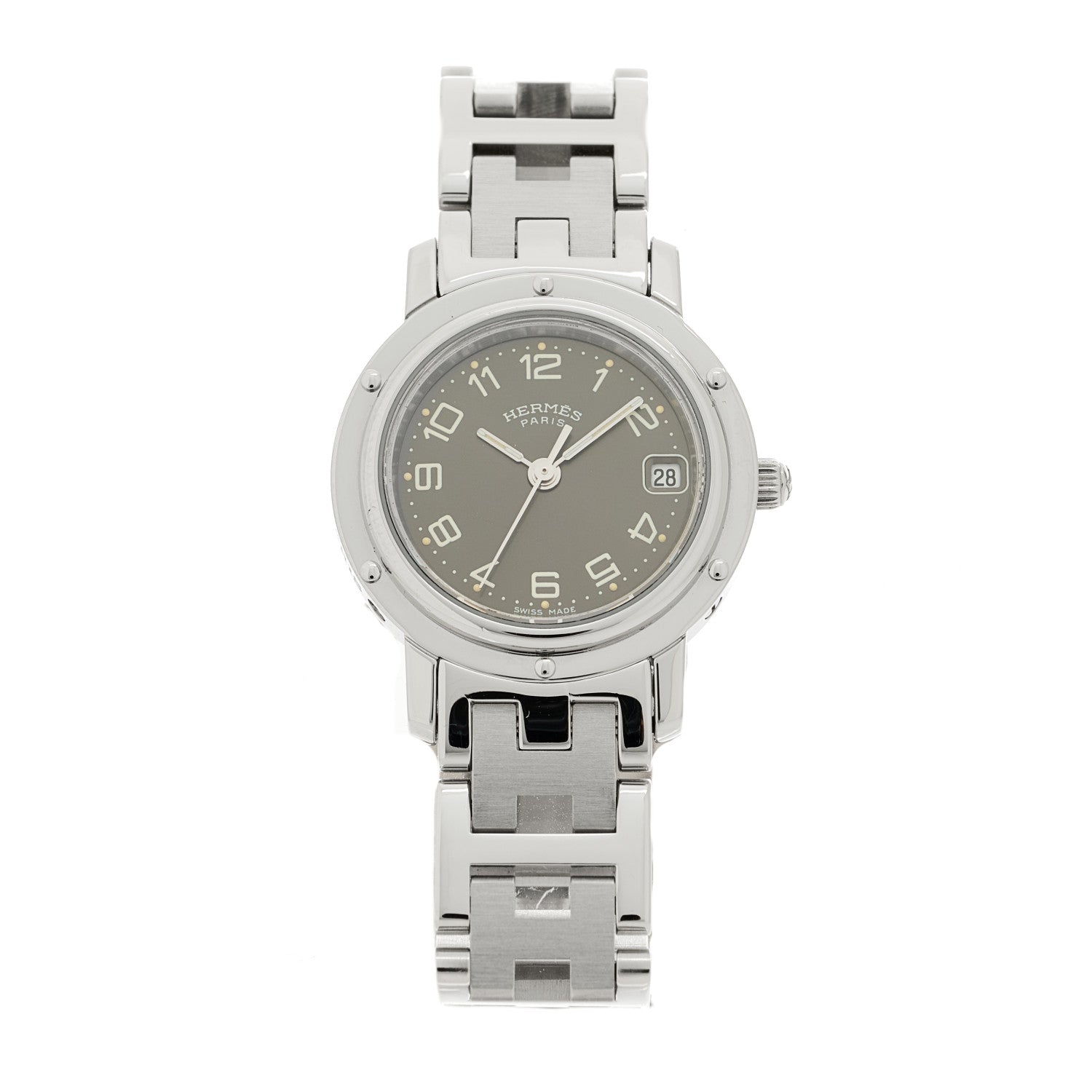 Hermes Stainless Steel 24mm Clipper Quartz Watch Grey 1 of 4