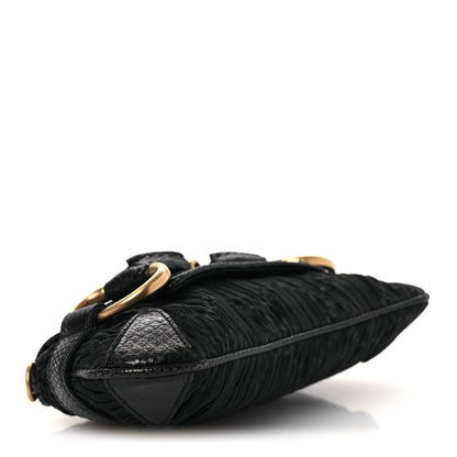 Gucci Satin Snakeskin Monogram Mini Horsebit Chain Clutch Black 4 of 15