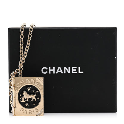 Chanel Metal CC Lion Book Locket Necklace Gold 7 of 7