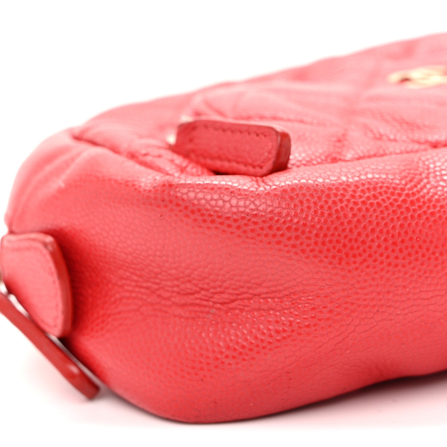Chanel Caviar Quilted Double Zip Pouch Red 10 of 13