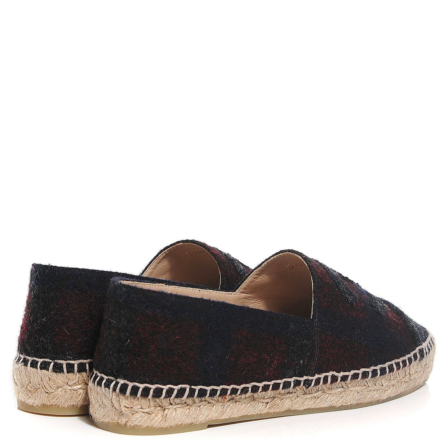 Plaid Wool CC Espadrilles 39 Black