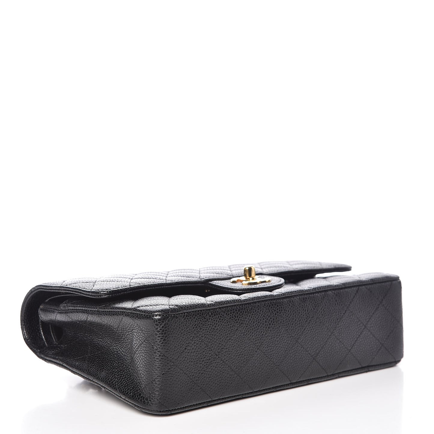 Caviar Quilted Medium Double Flap Black