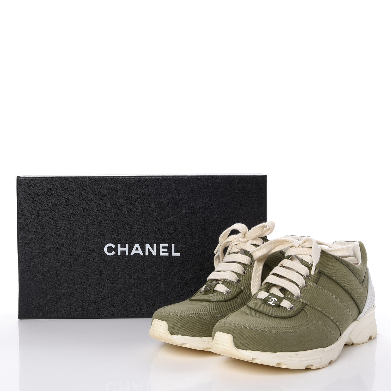 Chanel Canvas CC Sneakers 39.5 Khaki 17 of 17