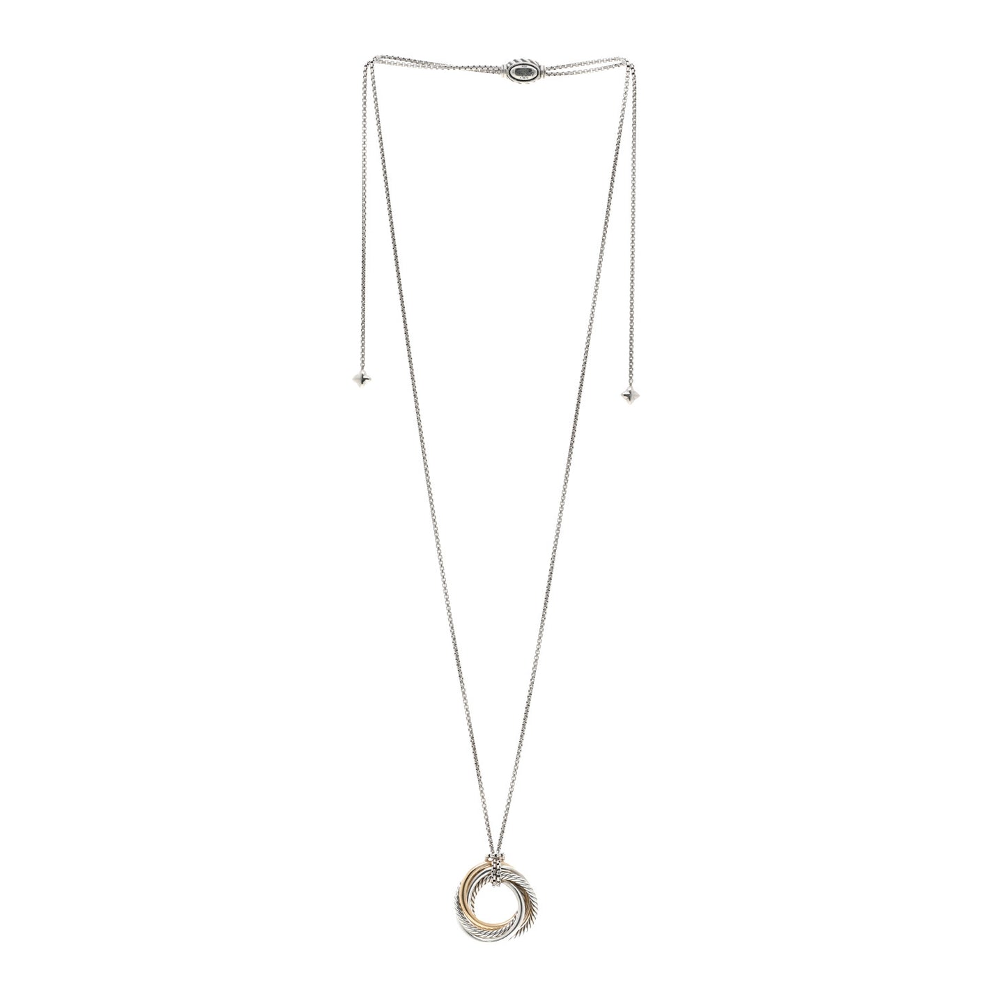 Sterling Silver 14K Yellow Gold 28mm Crossover Pendant Necklace