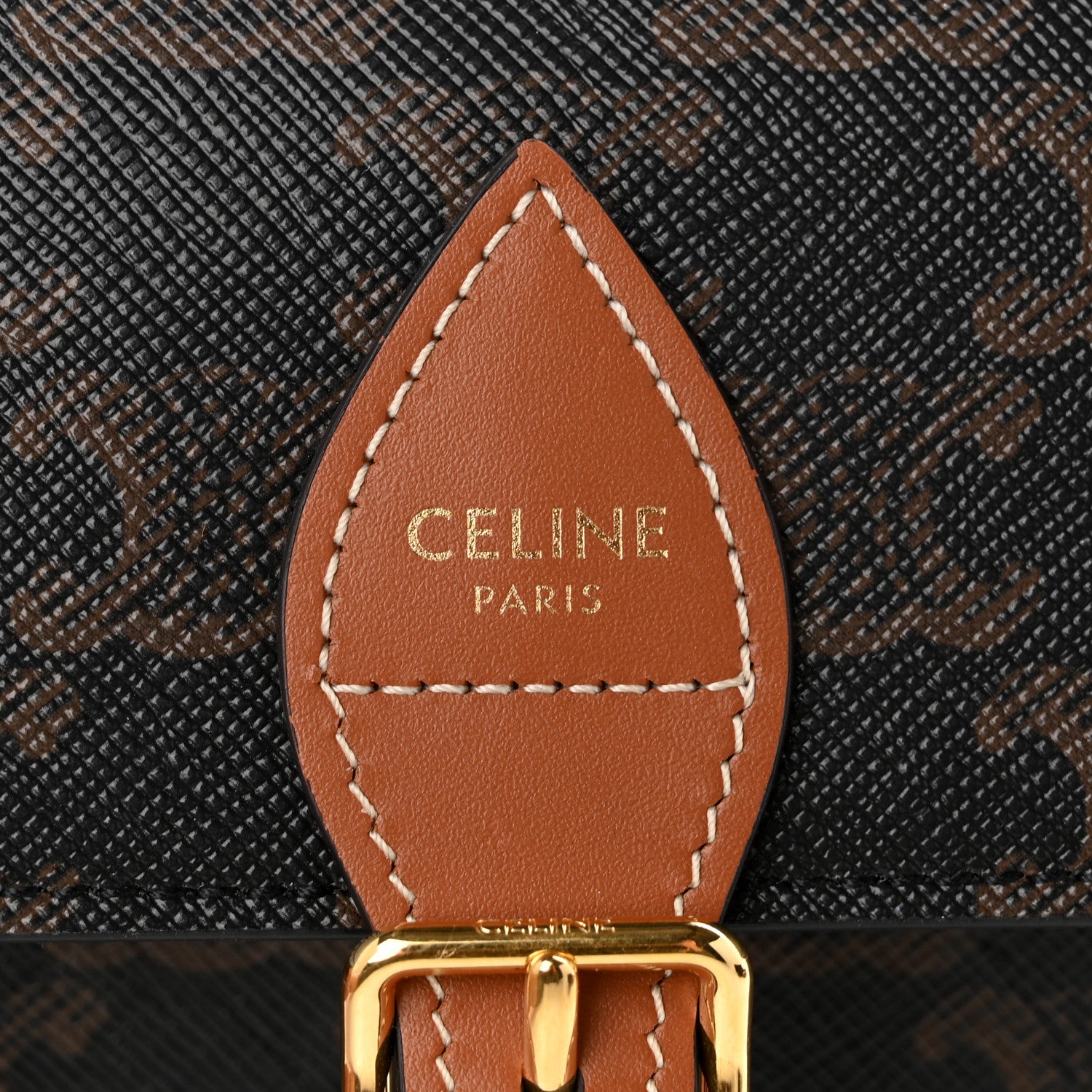 Celine Triomphe Canvas Folco Bag Tan 6 of 10