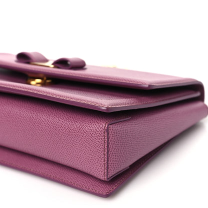 Salvatore Ferragamo Pebble Calfskin Ginny Vara Bow Shoulder Bag Mauve 10 of 11