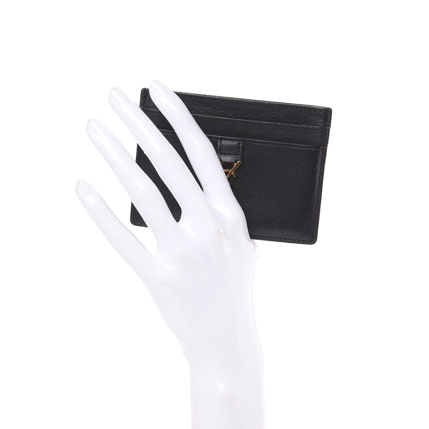 Calfskin Monogram Credit Card Case Black