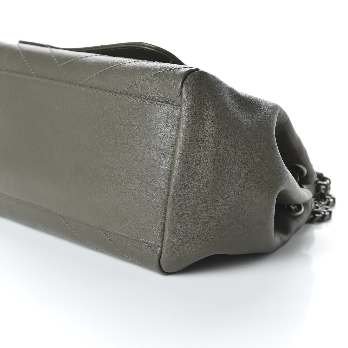 Vintage Calfskin Chevron Monogram Medium Nolita Olive Green