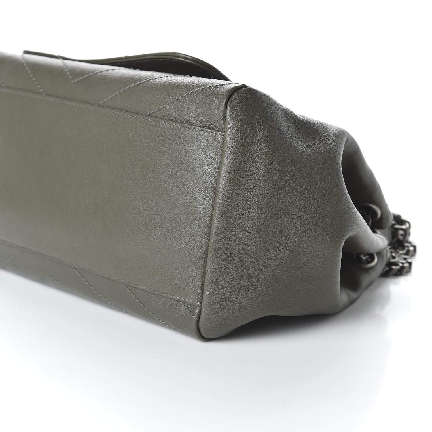 Saint Laurent Vintage Calfskin Chevron Monogram Medium Nolita Olive Green 7 of 9