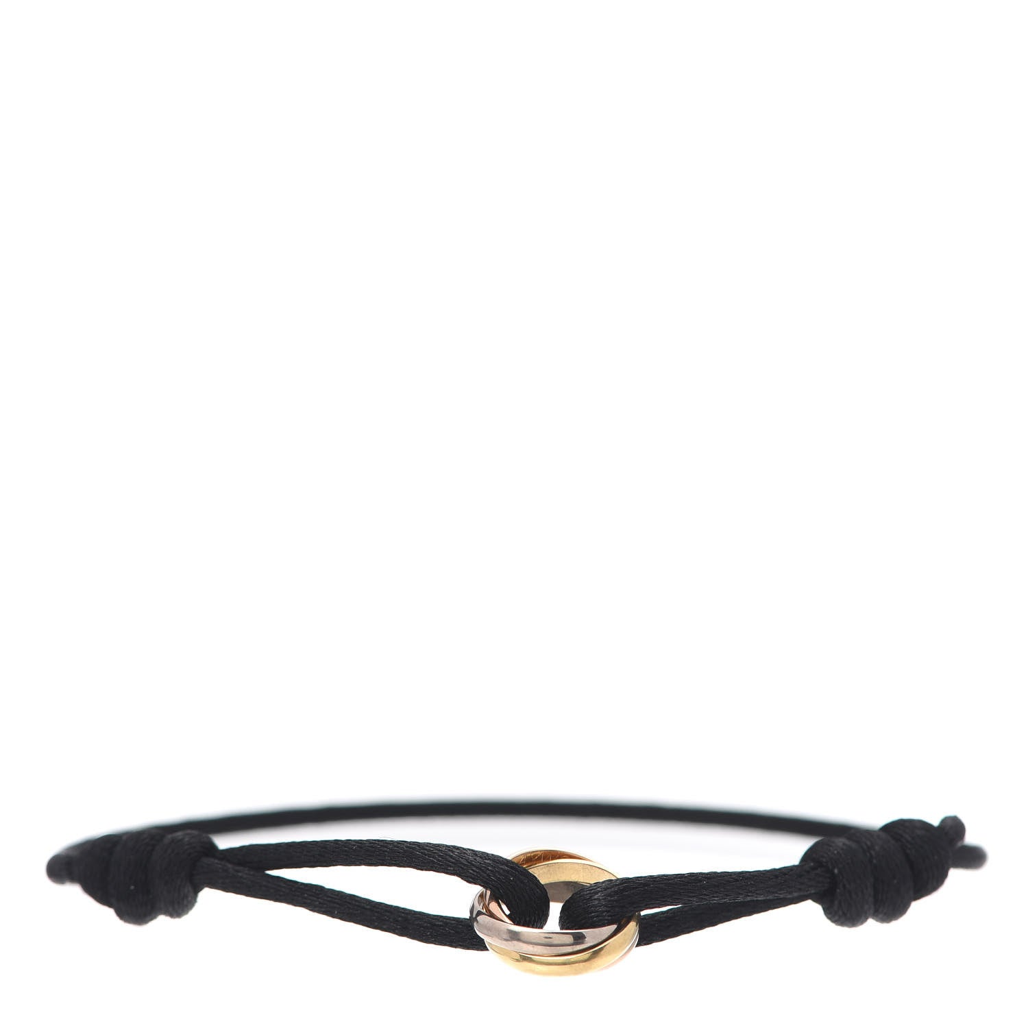 Cartier 18K Pink Yellow White Gold Trinity Adjustable Cord Bracelet Black 1 of 7