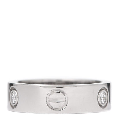Cartier 18K White Gold 3 Diamond 5.5mm LOVE Ring 52 6 3 of 4