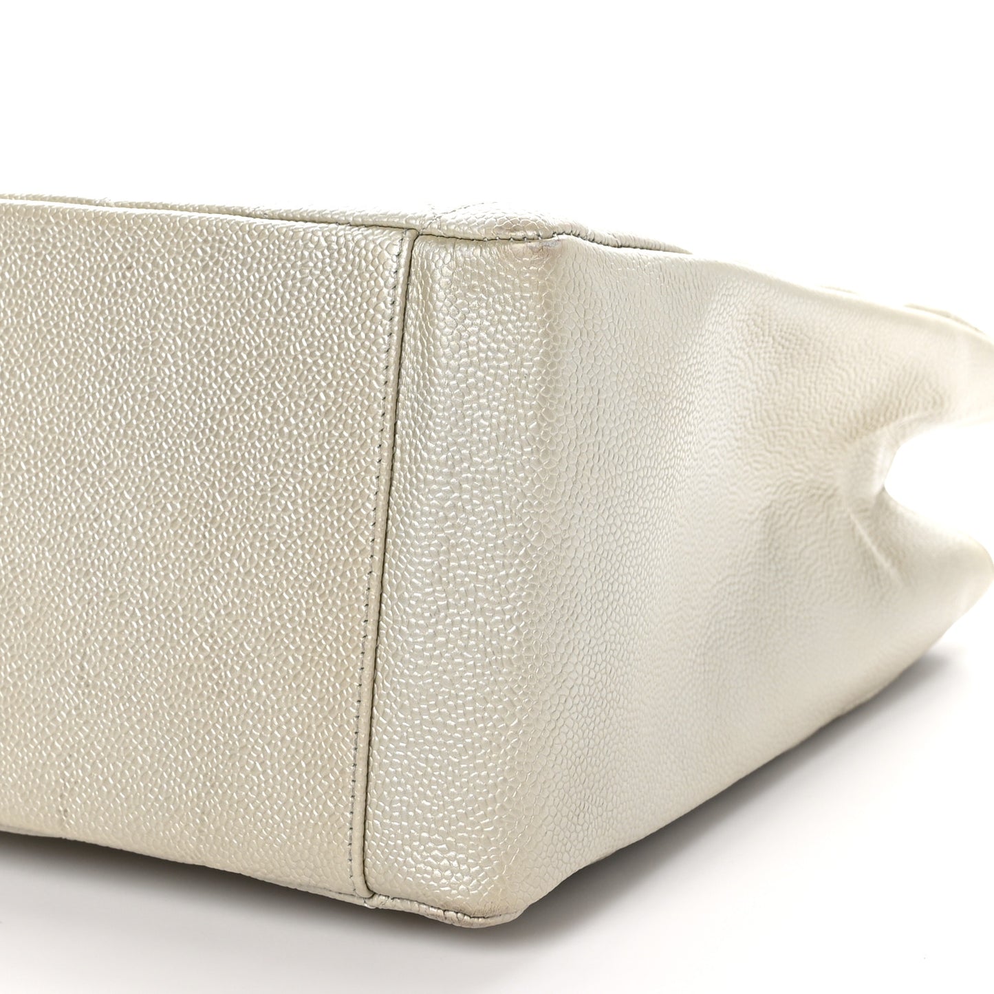 Metallic Caviar Quilted Grand Shopping Tote GST Pearl