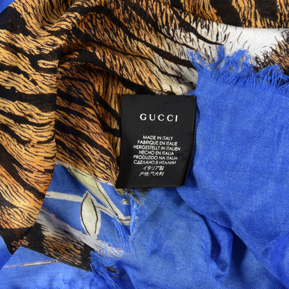 Gucci Modal Silk Bengal Scarf Blue 4 of 6