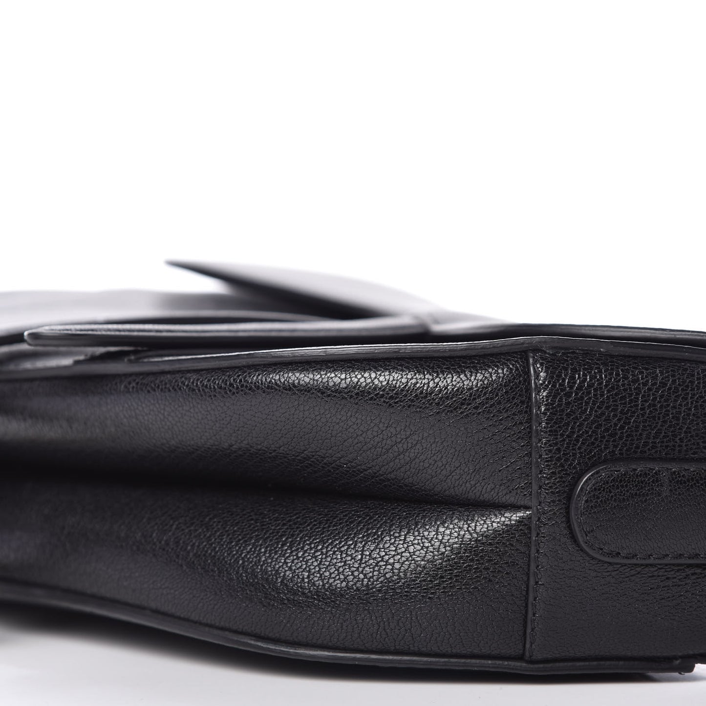 Shiny Goatskin Saddle Bag Black