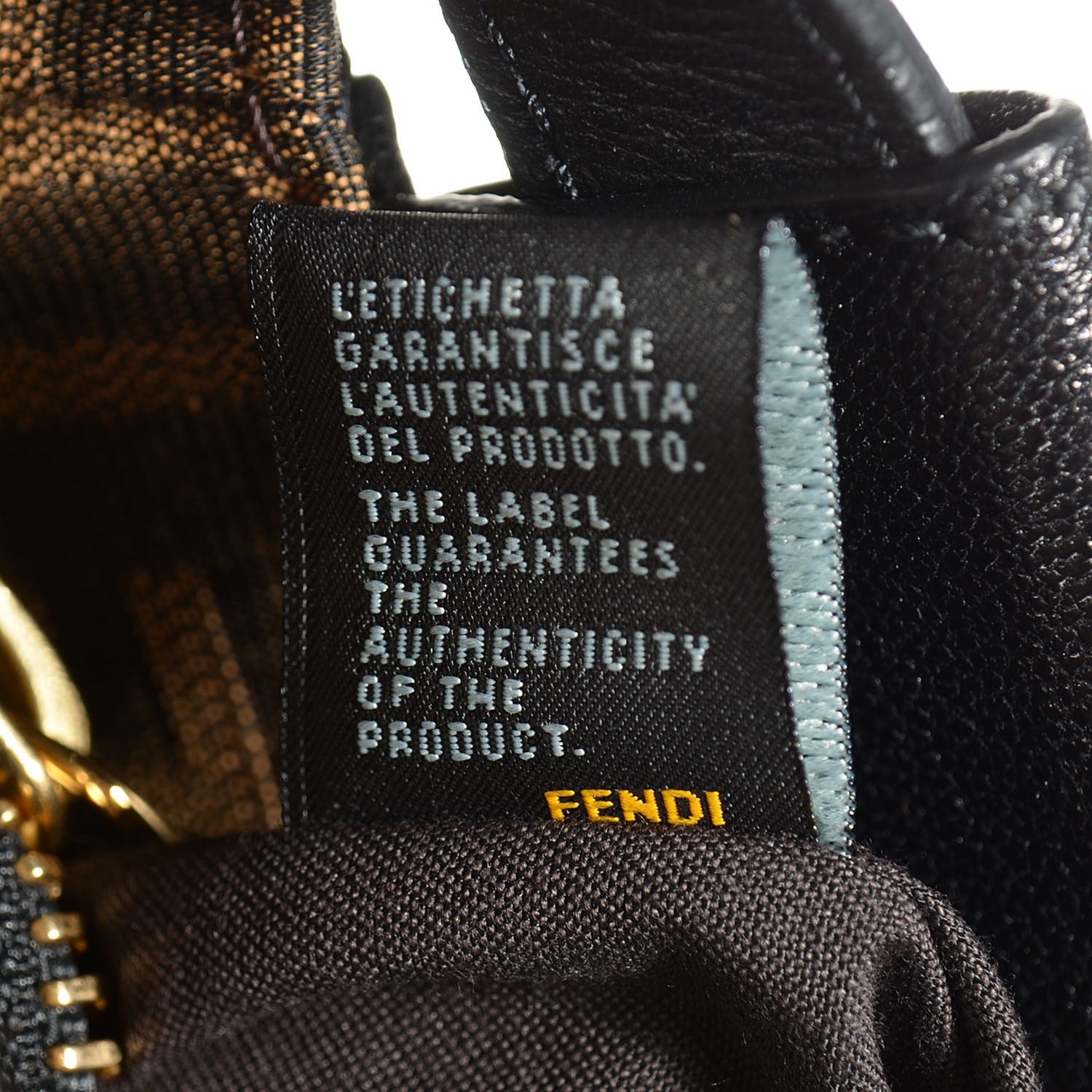 Fendi Goatskin Zucca Medium Peekaboo Iconic Satchel Black Tobacco 9 of 10