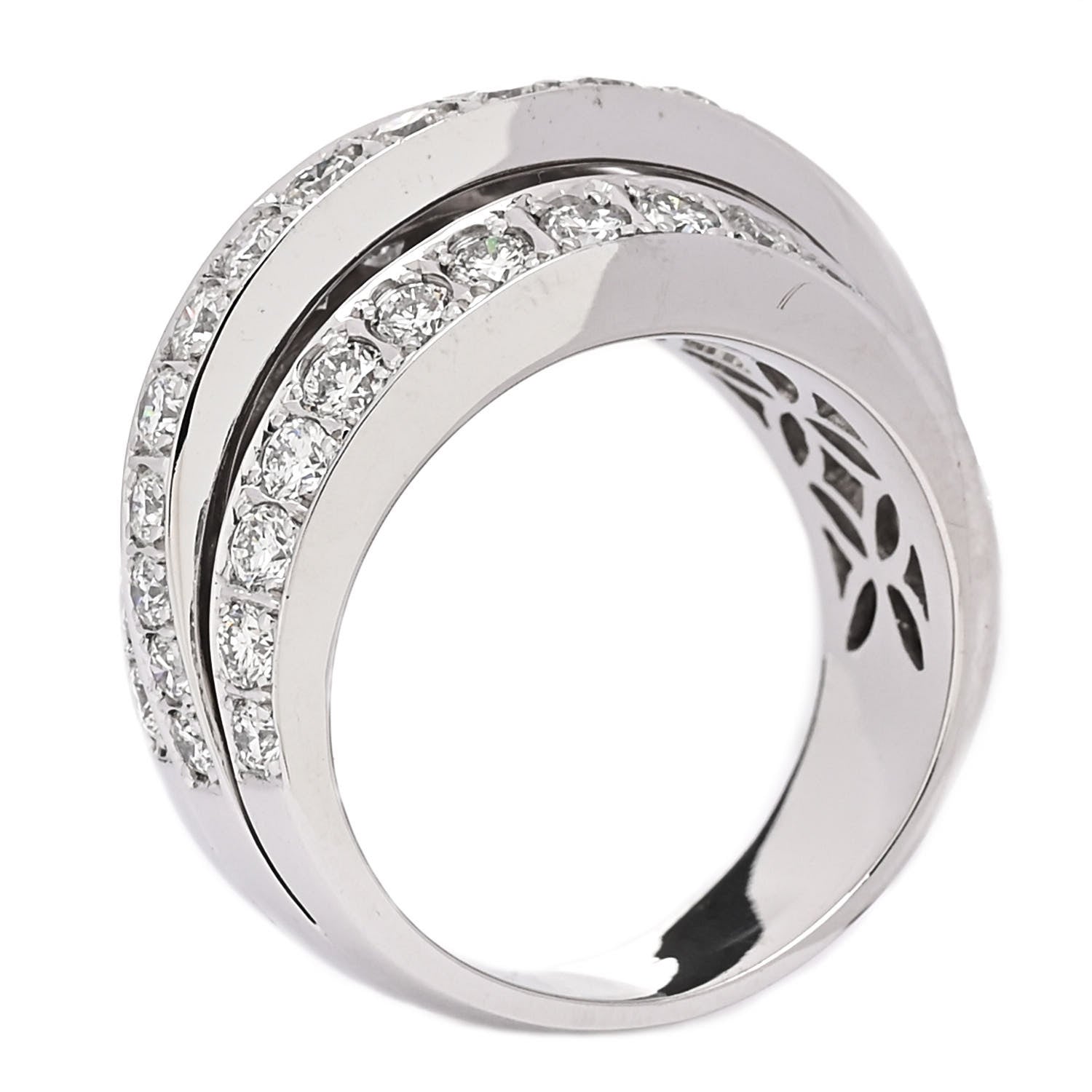 Parker & West by FASHIONPHILE 18K White Gold Diamond 2.45ctw Three-Row Ring 56 7.5 6 of 9