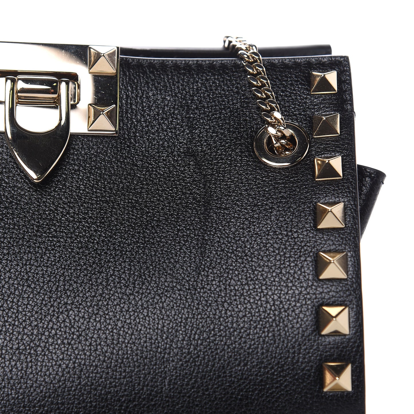 Calfskin Rockstud Mini Chain Shoulder Bag Black