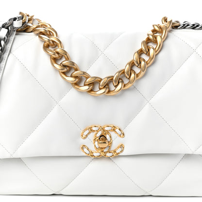 Chanel Goatskin Quilted Large Chanel 19 Flap White 8 of 10