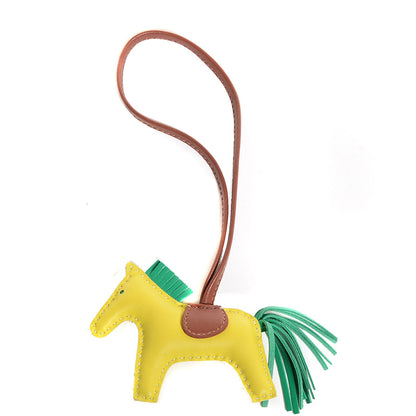 Hermes Milo Lambskin Grigri Rodeo Horse Bag Charm PM Lime Menthe Fauve 1 of 5