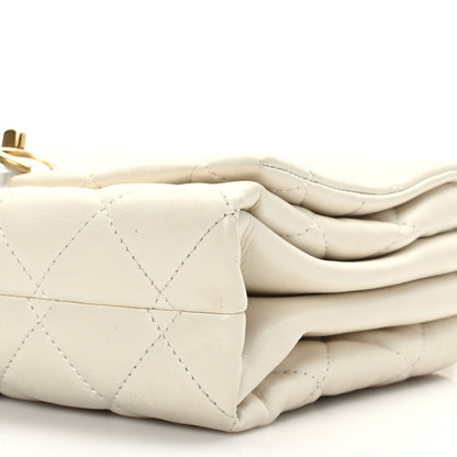 Chanel Calfskin Quilted Accordion Pearl CC Flap Bag White 10 of 11