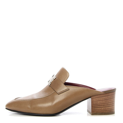 Hermes Goatskin Paradis Mules 38.5 Taupe 1 of 10