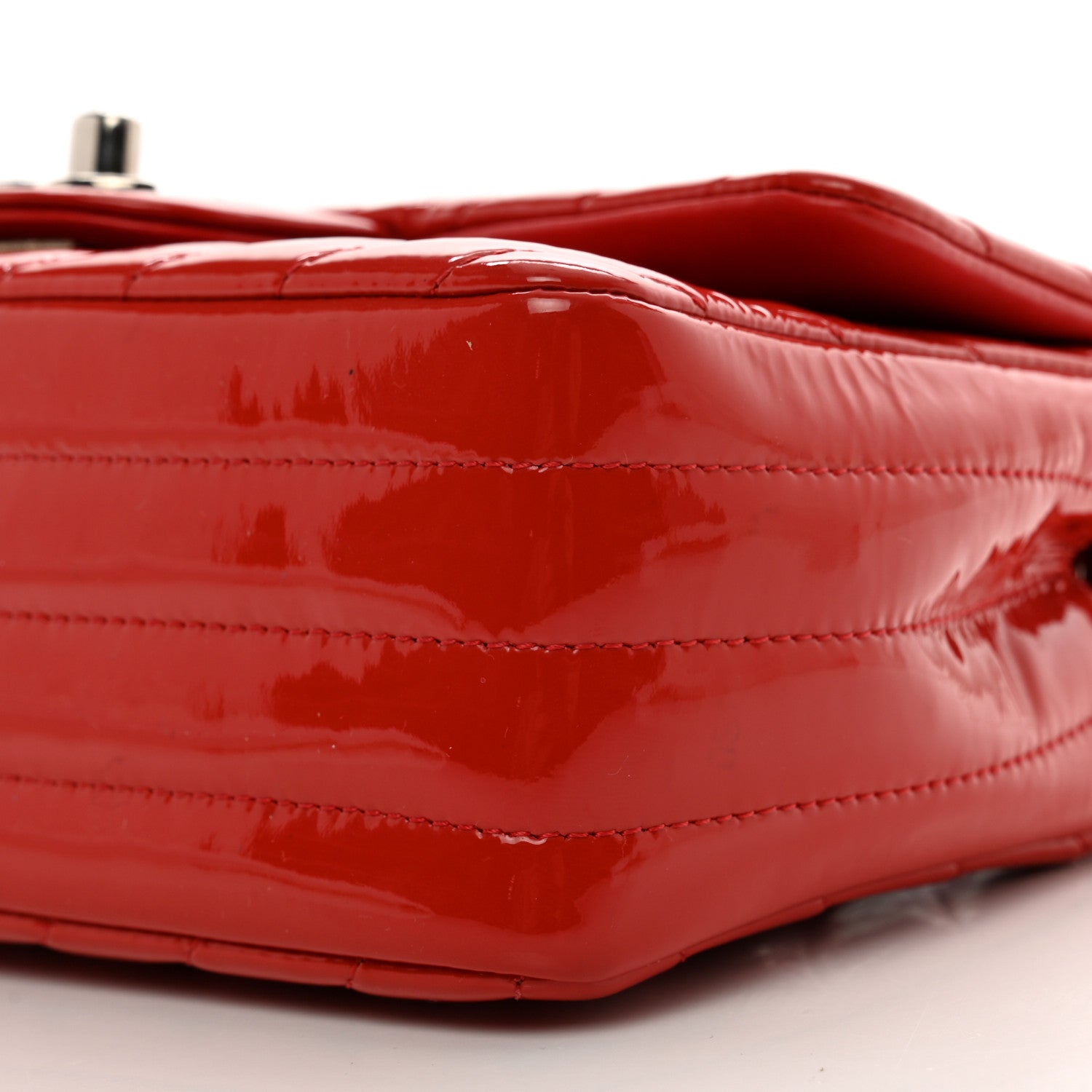 Chanel Patent Calfskin Chevron Quilted Mini Rectangular Flap Red 10 of 11
