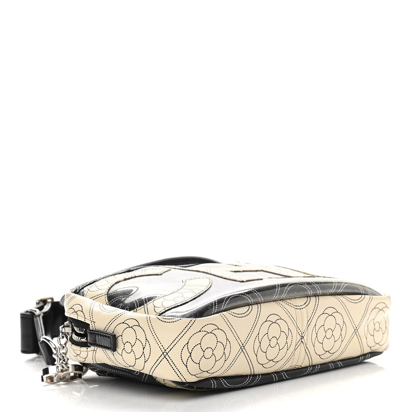 Coated Canvas Calfskin Camellia Printed Camera Case Black Beige