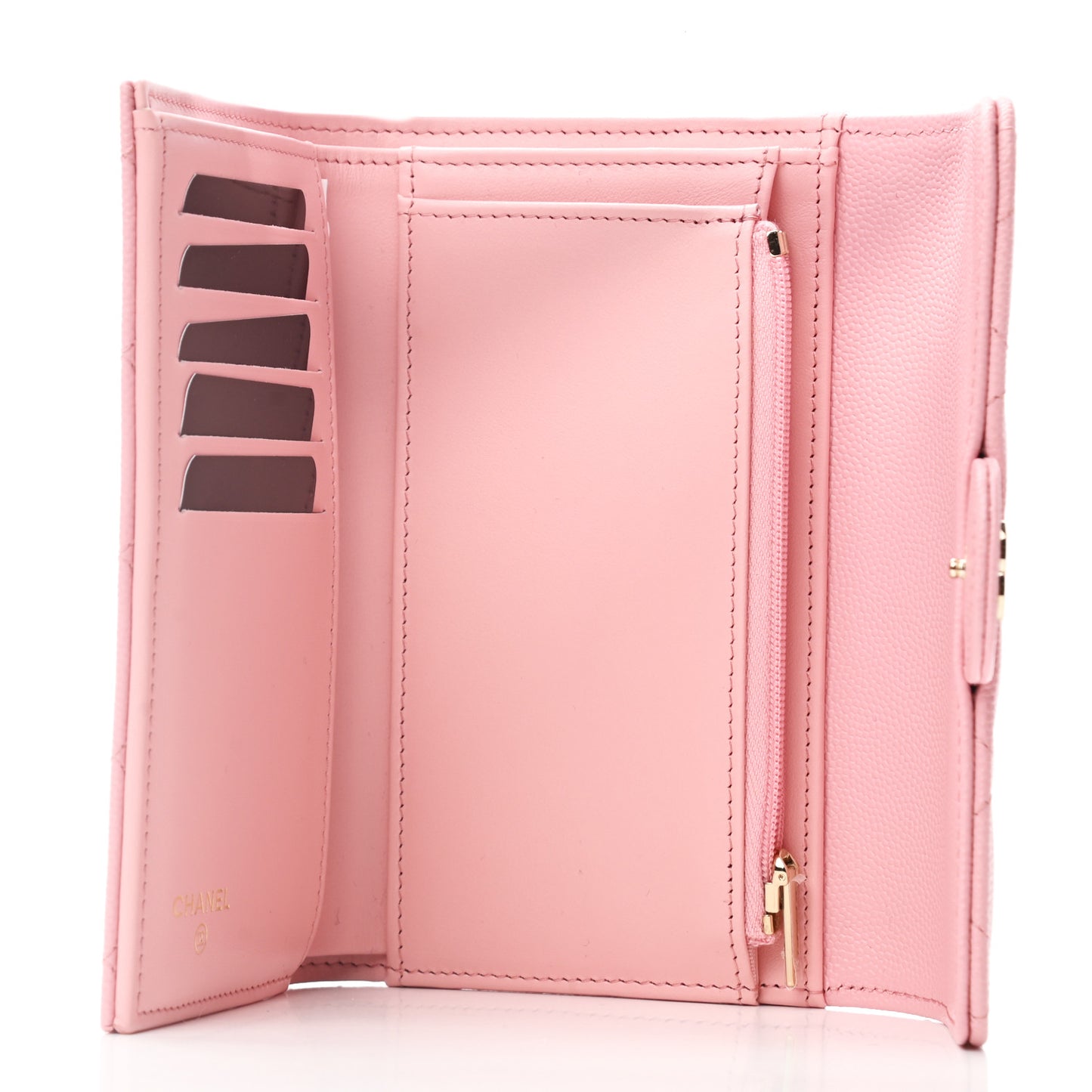 Caviar Quilted Medium Flap Wallet Pink