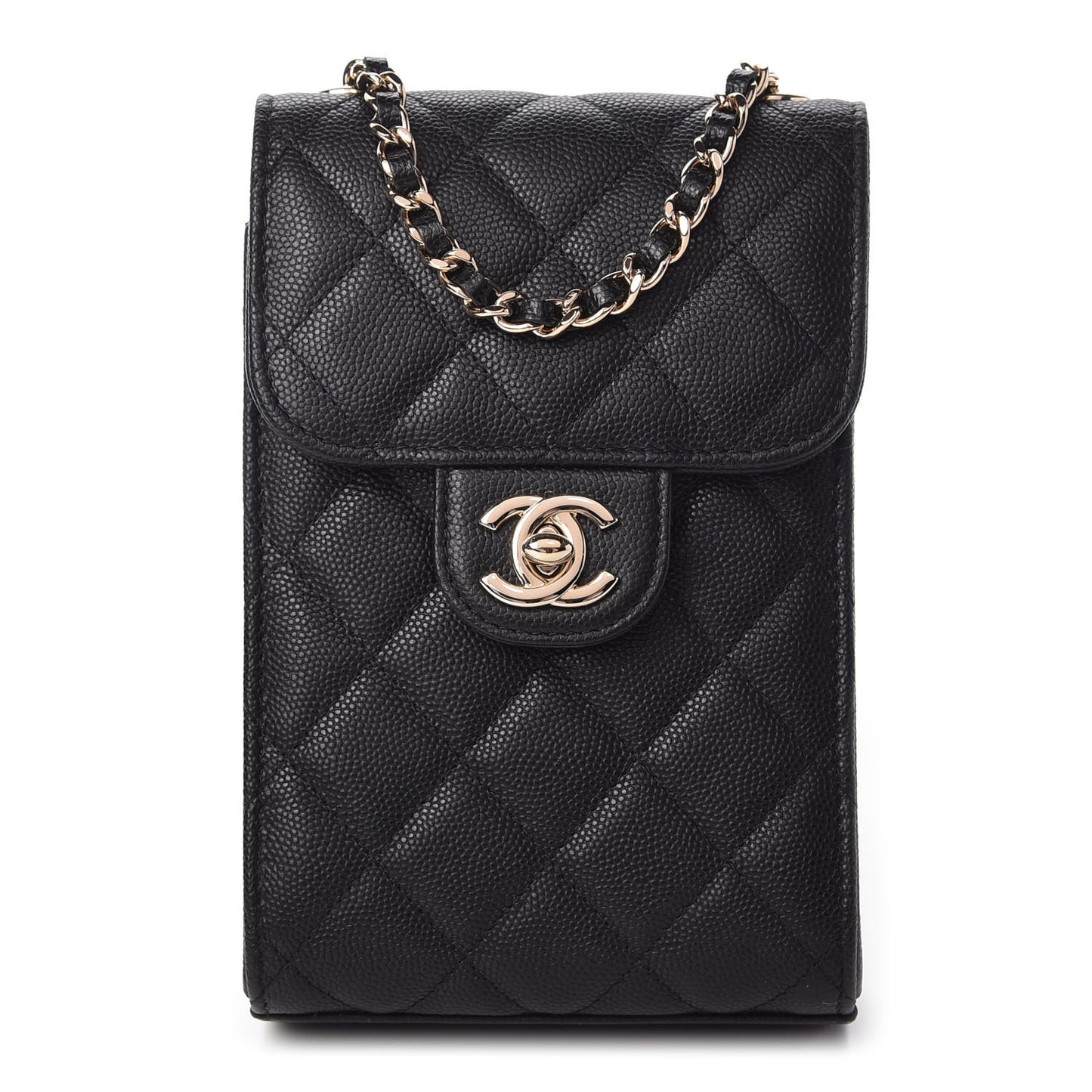 Caviar Quilted Classic Phone Holder Black