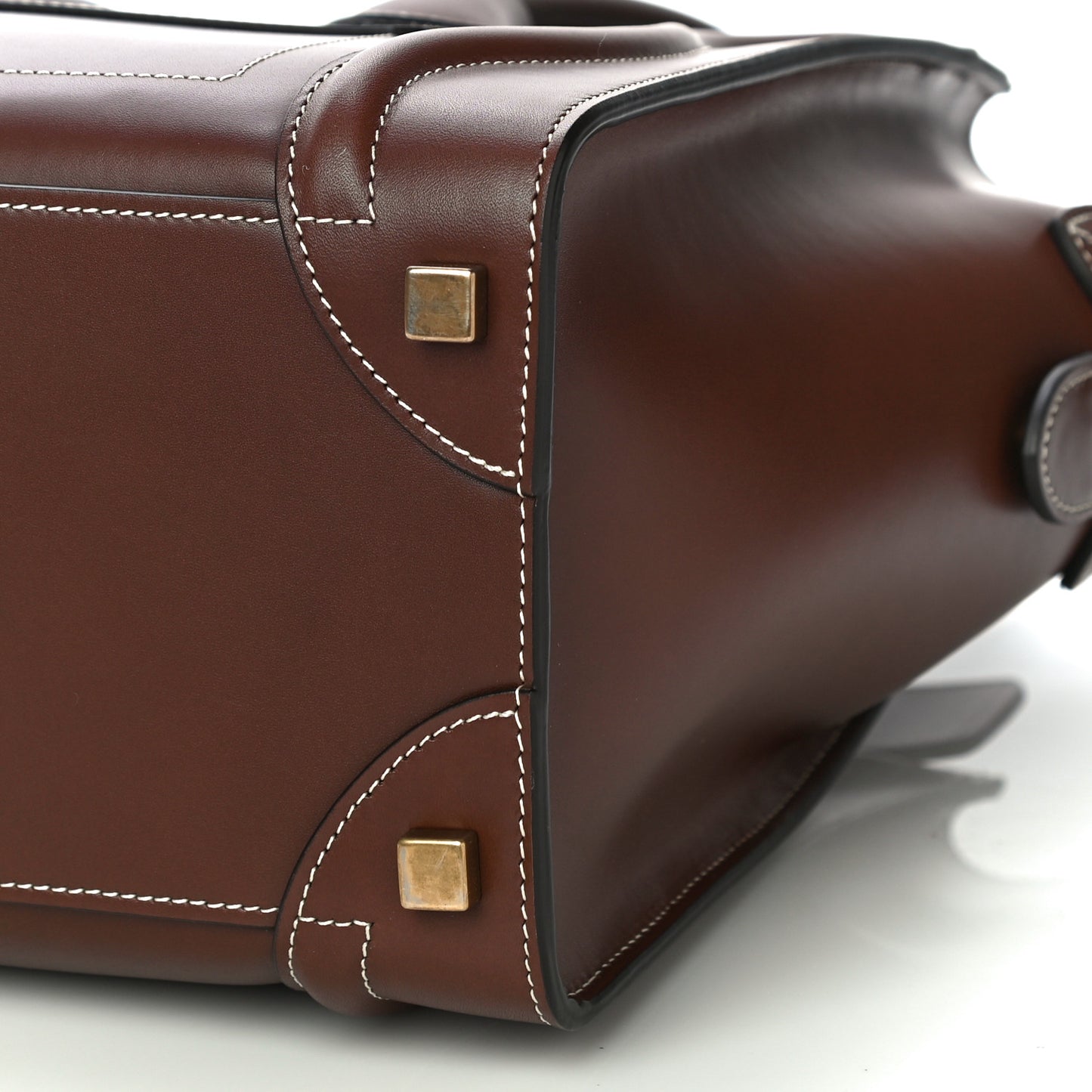 Satinated Natural Calfskin Micro Luggage Dark Brown