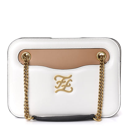 Fendi Vitello Glacier Karligraphy Pocket Shoulder Bag White Ice Black 1 of 9