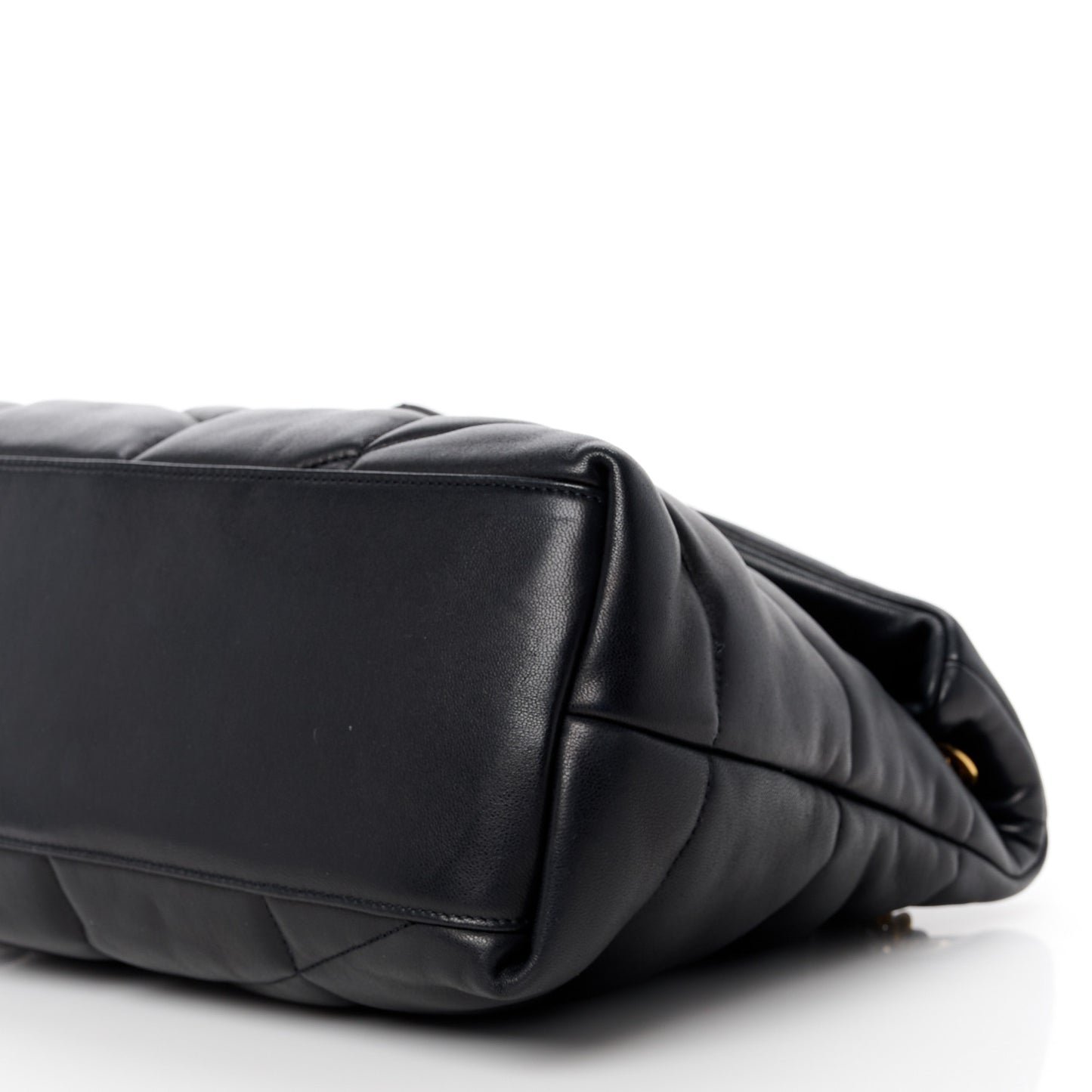 Lambskin Quilted Medium Loulou Puffer Monogram Chain Satchel Black