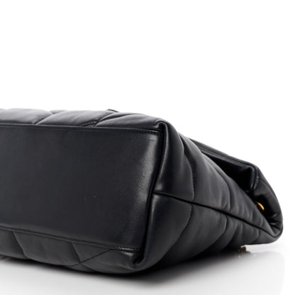 Salvatore Ferragamo Lambskin Quilted Medium Loulou Puffer Monogram Chain Satchel Black 11 of 11
