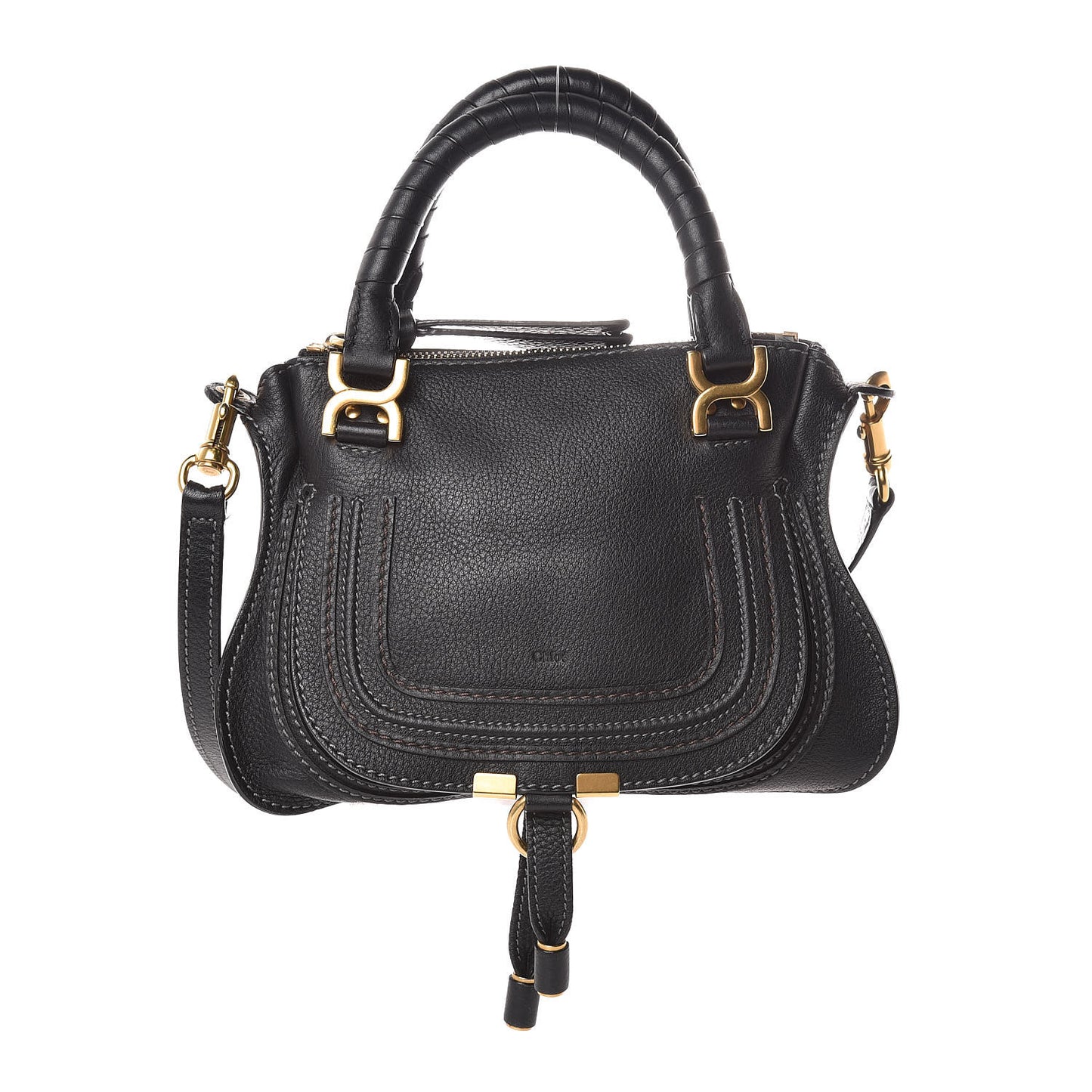 Calfskin Baby Marcie Satchel Black