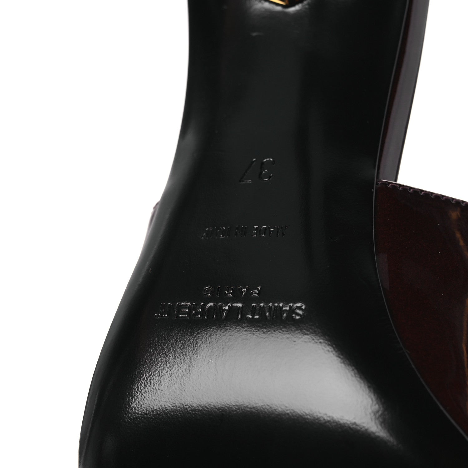 Saint Laurent Glazed Calfskin Lee 75 Slingback Pumps 37 Marron Glace 8 of 13