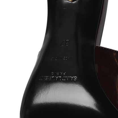 Saint Laurent Glazed Calfskin Lee 75 Slingback Pumps 37 Marron Glace 8 of 13