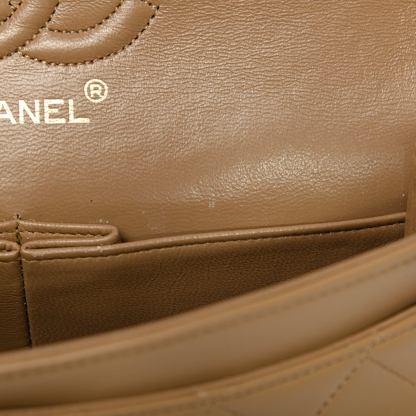 Lambskin Quilted Small Double Flap Beige