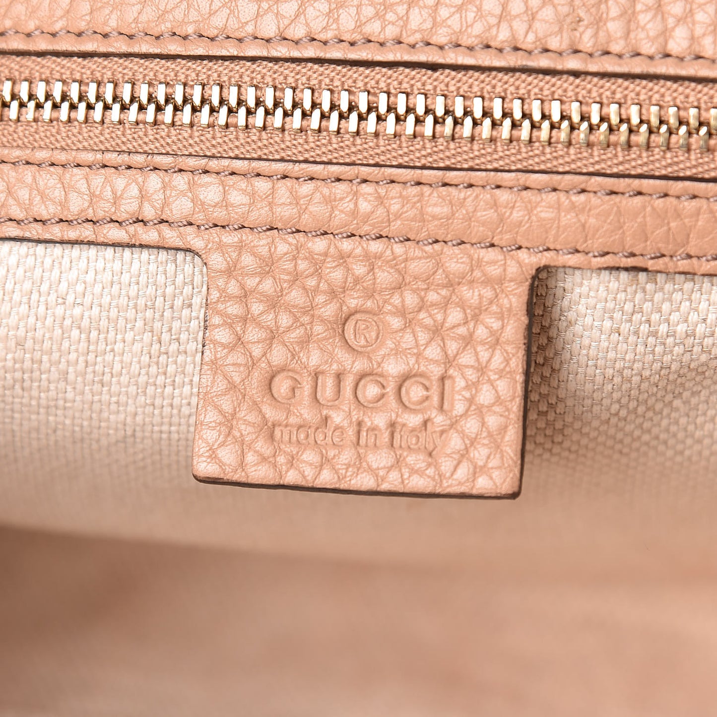 Pebbled Calfskin Medium Soho Clutch Camelia