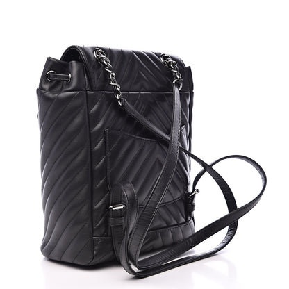 Chanel Calfskin Chevron Quilted Small Urban Spirit Backpack Black 3 of 12
